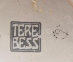 Terebess keleti stílusú porcelán váza, jelzett, kisebb kopásokkal, m: 41 cm