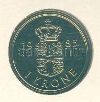 Dánia 1985. 1K érmés, bélyeges borítékon T:1 Ismertetővel!