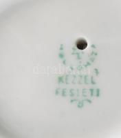 Hollóházi porcelán harmonikás fiú, kézzel festett, hibátlan, jelzett, m: 14 cm