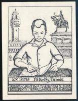 Jelzés nélkül: Ex libris Péterffy Tamás, klisé, papír, 9,5×7 cm