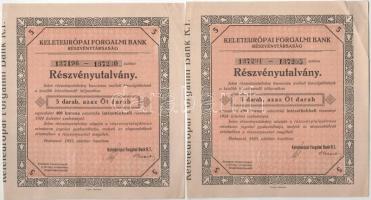 Budapest 1926. "Keleteurópai Forgalmi Bank Részvénytársaság" részvényutalványa 5db részvén...