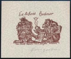 Michel Fingesten (1884-1943): Ex libris Bodmer. Klisé, papír, jelzett, 5,5x8 cm