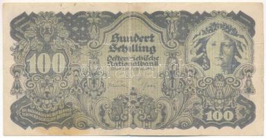 Ausztria 1945. 100Sch T:F,VG folt, kis szakadás Austria 1945. 100 Schilling C:F,VG spot, small tear Krause P#118