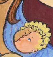 Zemplényi Magda (1899-1966): Mária a kisdeddel. Pasztell, papír, jelezve jobbra fent, üvegezett fake...