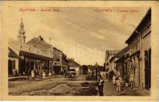 Szlatina, Slatina; Glavna ulica / Fő utca, üzletek. Danila M. Hrnjaka kiadása / main street, shops (EK)