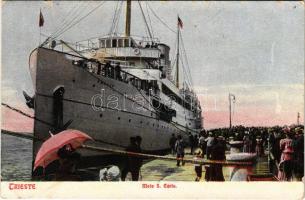 1911 Trieste, Molo S. Carlo, SS THALIA (later K.u.k. Kriegsmarine). Milan Mandich No. 114. (EK)