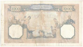 Franciaország 1940. február 8. 1000Fr T:F tűlyuk, kis szakadás
France 1940. 8th of February 1000 Fr...