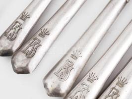 Ezüst (Ag) hat személyes süteményes villa és kés készlet Dianás jelzéssel. br 472 g