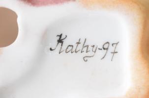 Kathy porcelán baba, jelzett, h: 12 cm