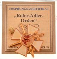 Német államok / Poroszország 1792. &quot;Vörös Sas-rend (Roter-Adlerorden)&quot; kitüntetés replikája tanúsítvánnyal T:UNC German states / Prussia 1792. &quot;Roter-Adlerorden&quot; decoration&#039;s replica with certificate C:UNC