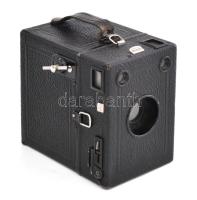 cca 1950 Zeiss Ikon Box 6x9 cm rollfilmes kamera, Goerz Frontar objektívvel, eredeti sérült bőr tokj...