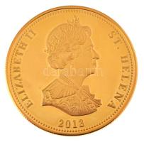 Szent Ilona 2013. 25p aranyozott fém "II. Erzsébet / Napóleon hal" multicolor festéssel T:UNC ujjlenyomat Saint Helena 2013. 25 Pence gilt metal "Elizabeth II / Napoleon fish" with multicolor picture C:UNC fingerprints