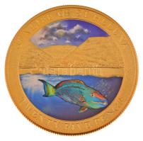 Szent Ilona 2013. 25p aranyozott fém "II. Erzsébet / Napóleon hal" multicolor festéssel T:...