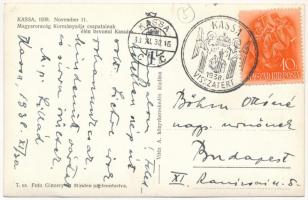 1938 Kassa, Kosice; Horthy Miklós kormányzó bevonulása, Elemér Reich üzlete. Foto Ginzery S. / entry...