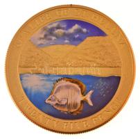 Szent Ilona 2013. 25p aranyozott fém "II. Erzsébet / Lepényhal" multicolor festéssel T:UNC...