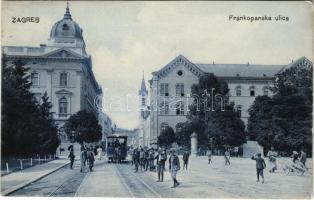 1910 Zagreb, Zágráb; Frankopanska ulica / street, horse-drawn tram / utca, lóvasút (EK)