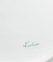 Herendi Tertia tál. Kézzel festett, jelzett, kopott, d: 25,5 cm