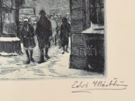 Edvi Illés Ödön (1877-1945): Széna tér, 1928. Rézkarc, papír, jelzett, lapon hajtásnyomokkal. Korabe...