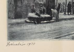 Edvi Illés Ödön (1877-1945): Széna tér, 1928. Rézkarc, papír, jelzett, lapon hajtásnyomokkal. Korabe...