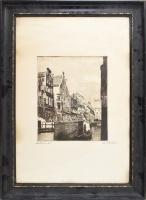 Edvi Illés Ödön (1877-1945): Amsterdam, 1920-as évek. Rézkarc, papír, jelzett, lapon hajtásnyomokkal és lap széle kissé foltos. Korabeli, üvegezett fakeretben. 32×26 cm
