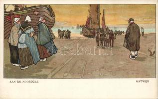 Dutch folklore, howkers on the North Sea litho