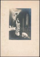 1933 Esztergom, Bánfi Dezső első szentmiséje alkalmából készült portré, feliratozva, datálva, vintag...