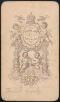 cca 1865 Jolsva (Szlovákia), Striska Lajos fényképész műtermében készült, keményhátú vintage fotó Fr...