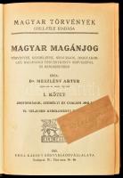 Dr. Meszlény Artur: Magyar magánjog. Törvények, rendeletek, szokásjog, joggyakorlat, magánjogi törvé...