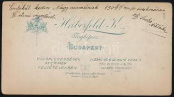 1906 Budapest, Háberfeld Károly fényképész műtermében készült, keményhátú vintage fotó, a felirat sz...