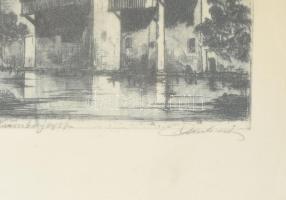 Paulovits Pál (1892-1975): Nürnberg, 1927. Rézkarc, papír, jelzett. Üvegezett fakeretben, 24×18,5 cm