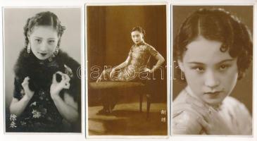 24 db RÉGI kínai képeslap az 1930-as évekből: Art Deco hölgyek, szépségek és portrék, egykét finoman...