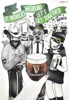 2 db sör plakát: Fővárosi Sörfőző Rt. Kőbánya Hősök söre (reprint) + Guinness St Patrick's Weekend, feltekerve, 59x42 cm és 84x59 cm