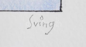 Sving jelzéssel: Geometrikus kompozíció, vegyes technika, karton, 22x15 cm,