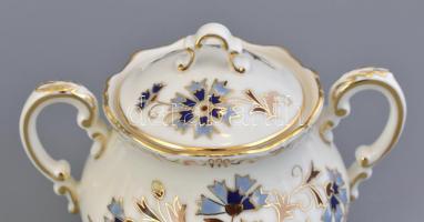 Zsolnay búzavirág mintás 6 személyes mokkás készlet. Kézzel festett, jelzett, hibátlan, komplett