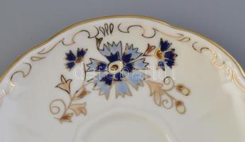 Zsolnay búzavirág mintás 6 személyes mokkás készlet. Kézzel festett, jelzett, hibátlan, komplett