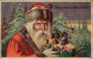 Üdvözlet a Mikulástól / Saint Nicholas. litho (fa)