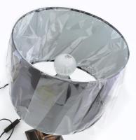 Antik faragott és kézzel festett hold és nap szimbólumokkal fa asztali lámpatest, modern működő szer...