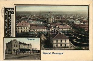 1906 Karcag, pályaudvar, vasútállomás. Art Nouveau, Özv. Berger Izidorné kiadása