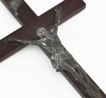 Fa feszület öntött fém korpusszal 31 cm