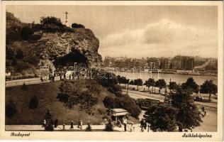 Budapest XI. Gellérthegyi sziklakápolna, villamos, újságárus bódé