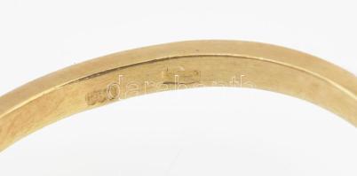 Arany (Au) 18K gyűrű természetes smaragddal, 0,3 ct, gyémánttal, ca. 0,01 ct, modern briliáns, jelze...