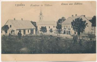 Udbina, látkép, templom, üzletek / general view, church, shops (fl)