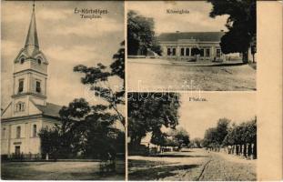 Érkörtvélyes, Curtuiseni (Bihar); templom, községháza, Fő utca / church, town hall, main street