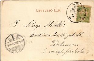 1904 Kovászna, Covasna; Fő tér, Gazda-féle ház, Moskovicz Társai üzlete / main square, shops (EK)