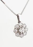 Fehérarany (Au) 18K ékszer szett gyémántokkal. 
1: Nyaklánc: 18K fehérarany 9 db brilliánssal, TW/V...