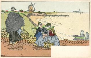 Dutch folkwear in Vlissingen litho s: H. Cassiers (EB)