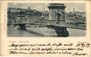 1899 (Vorläufer) Budapest, Lánchíd. Divald Károly 12. sz. (kis szakadás / small tear)