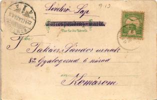 1904 Salzburg, Gruss vom Untersberg. Dopplersteig auf den Untersberg, Geieck, Untersberghaus, Bergfü...