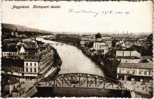 1918 Nagyvárad, Oradea; Körösparti részlet, zsinagóga / Cris riverside, synagogue (EK)