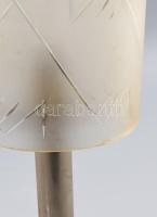 Art deco asztali lámpa. Krómozott fém, metszett üveg búrával. Égő kiégett. 48 cm